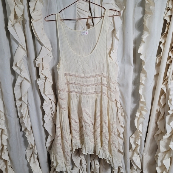 Intimately Free People Ivory Polka Dot Lace Voile Trapeze Casual Dress Small - Picture 3 of 10